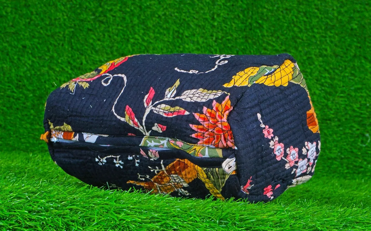 Pieces Indian Handmade Cotton Quilted Handmade Floral Hand Block Print Toiletry Bag,Cosmetic Pouch Bag Makeup Bag For Women (1, Black Printed), 85485