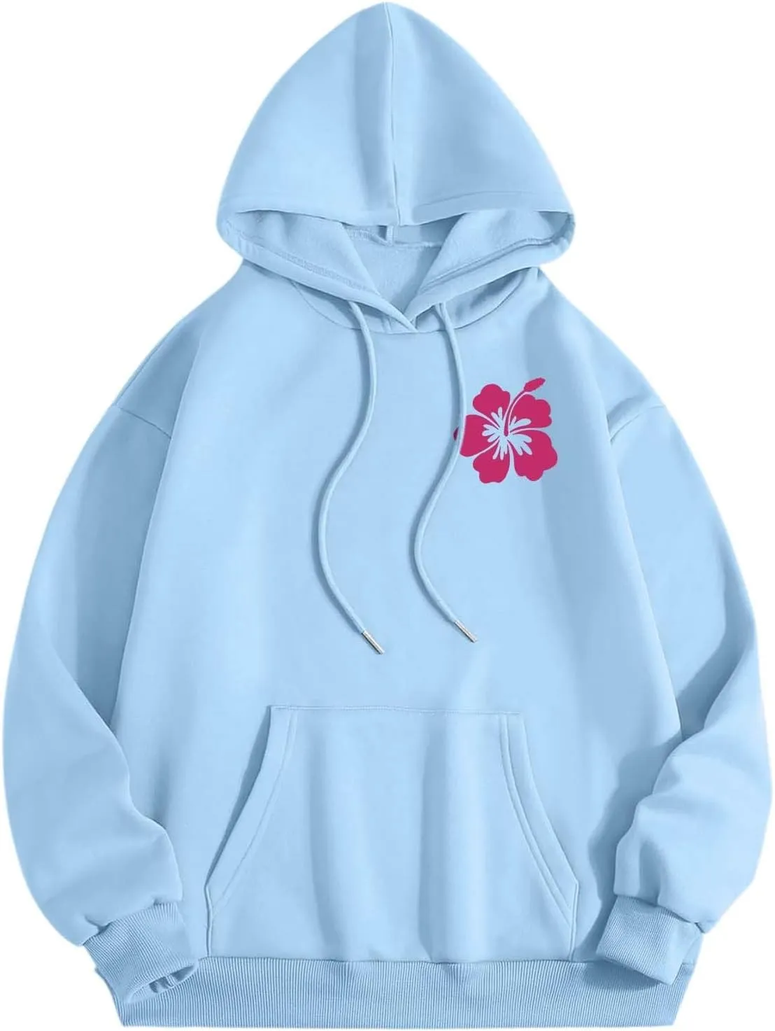 Pink Puff Hoodies for Womens Teen Girls Cute Graphic Hoodie Y2k Oversized Preppy Pullover Sweatshirts Tops with Pocket