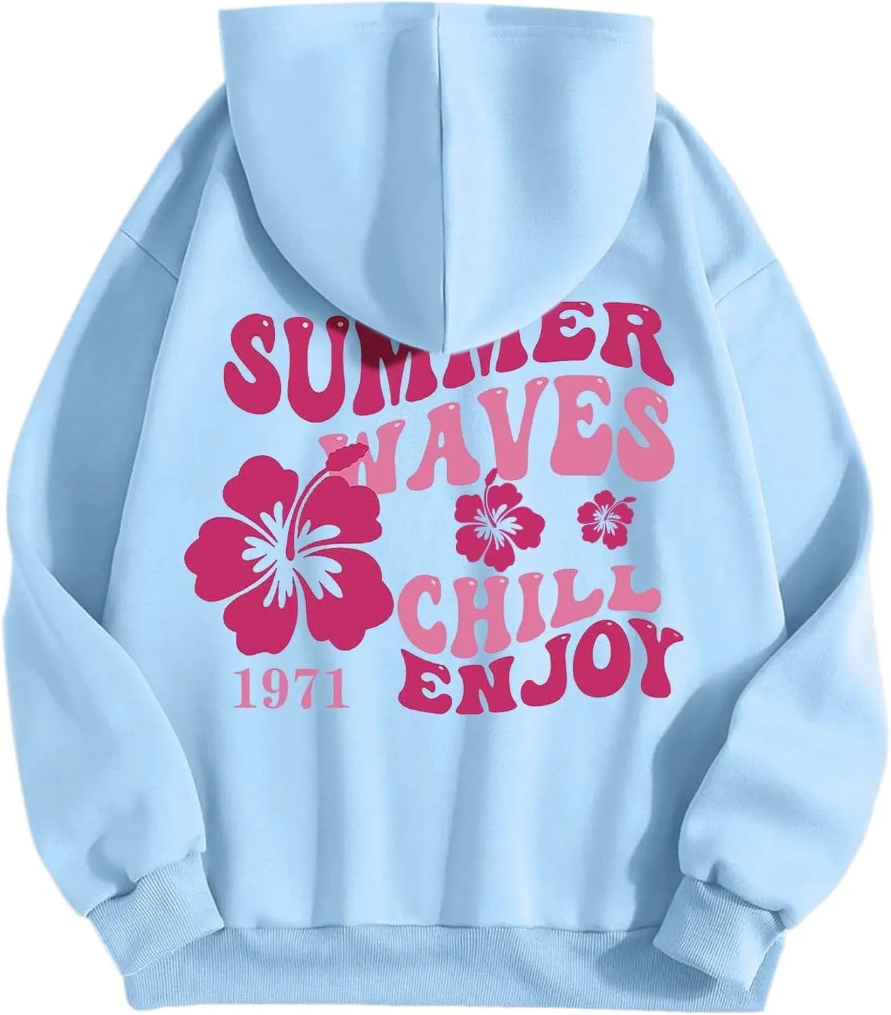 Pink Puff Hoodies for Womens Teen Girls Cute Graphic Hoodie Y2k Oversized Preppy Pullover Sweatshirts Tops with Pocket