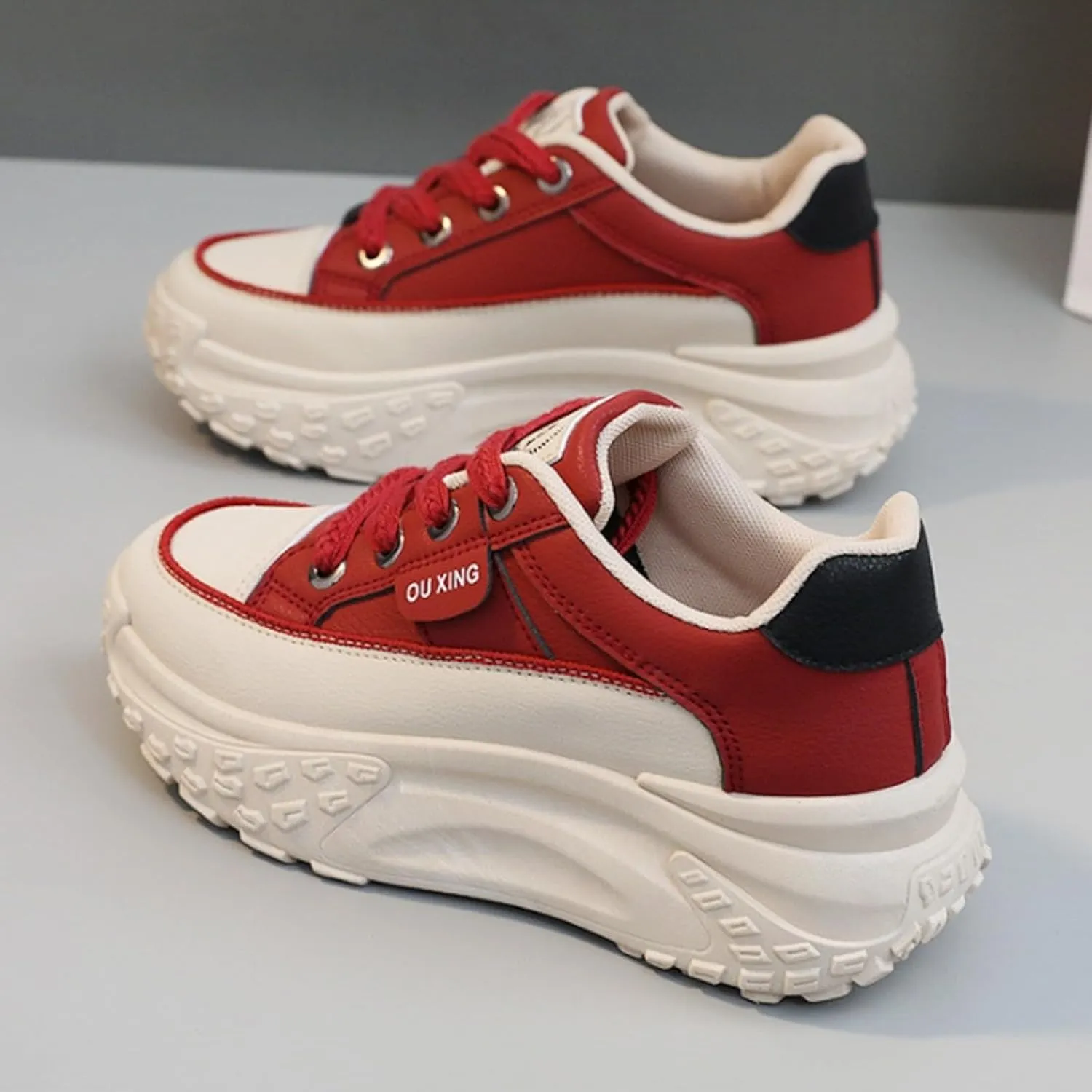Platform Sneakers Women Chunky Sneakers Casual Walking Shoes Preppy Shoes Non Slip Breathable Fashion Sneakers