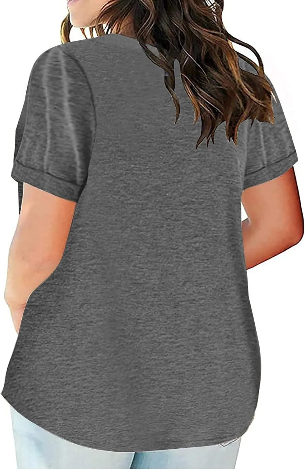 Plus Size Tops for Women Trendy V Neck Short Sleeve Summer Shirts Oversized Tunic Top Loose Fit Blouses Basic Tshirt