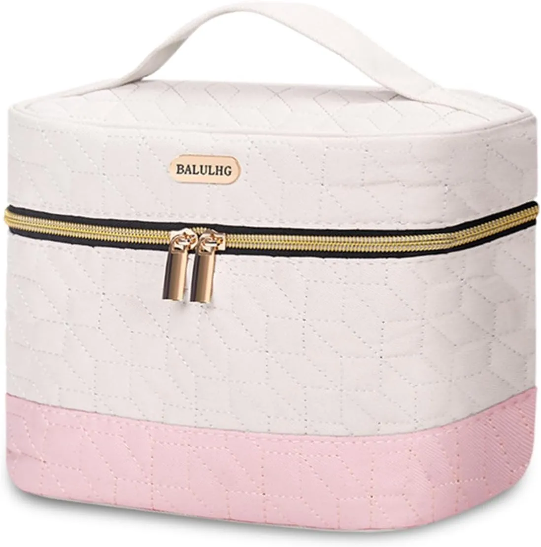 Portable Capacity Travel Makeup Bag Organizer,Beige Cosmetic Waterproof Bags