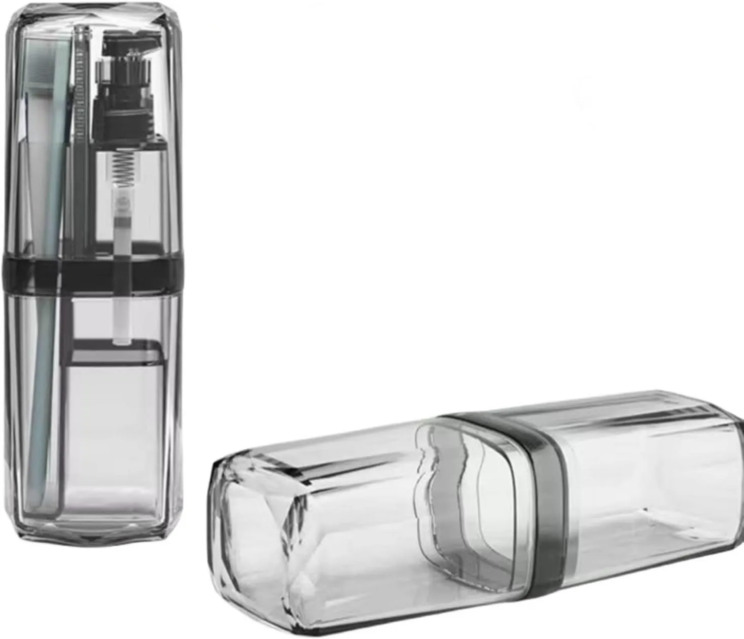 Portable toiletry travel mug, TSA-approved travel container with double anti-spill function, food-grade PC material is safe and reliable. Easy to carry