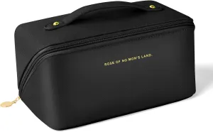 Premium Nylon Cosmetic Travel Bag, Large Capacity Layered Zipper Organizer, Portable Multifunctional Waterproof, Easy to Carry - Gift for Women (New-Black)