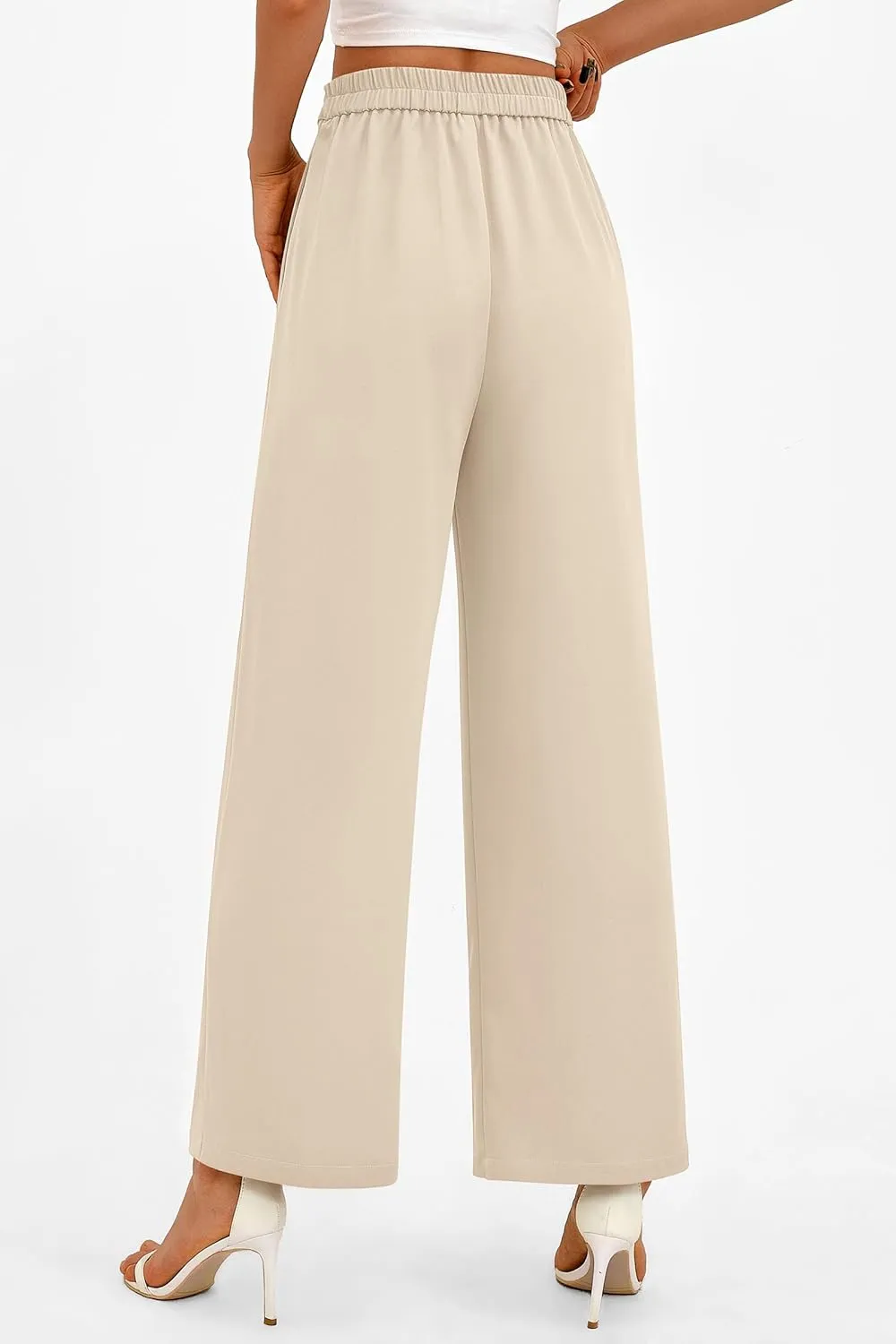 PRETTYGARDEN Women's Wide Leg Dressy Pants High Waisted Fashion Business Casual Work Office Trousers Palazzo Pant