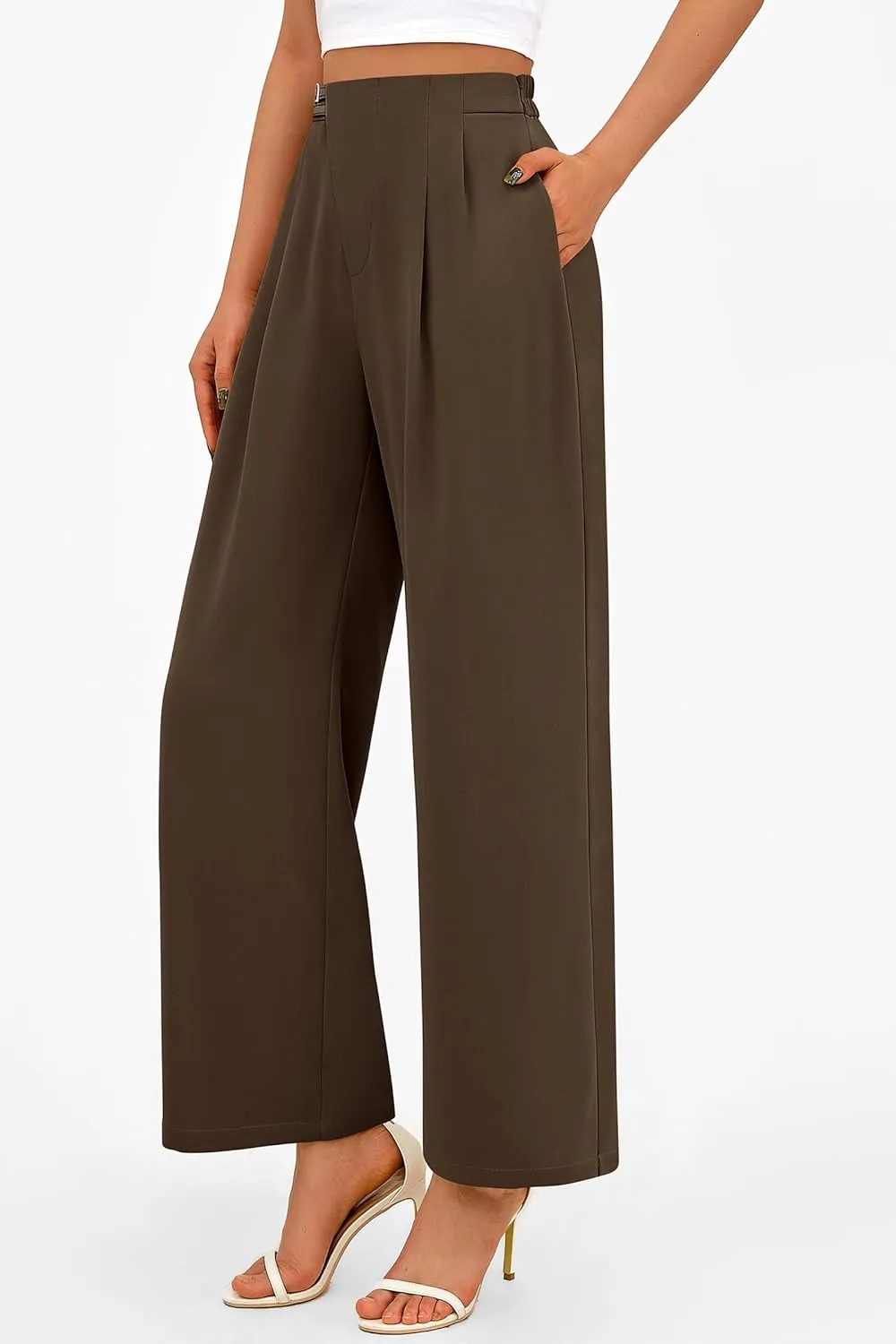 PRETTYGARDEN Women's Wide Leg Dressy Pants High Waisted Fashion Business Casual Work Office Trousers Palazzo Pant