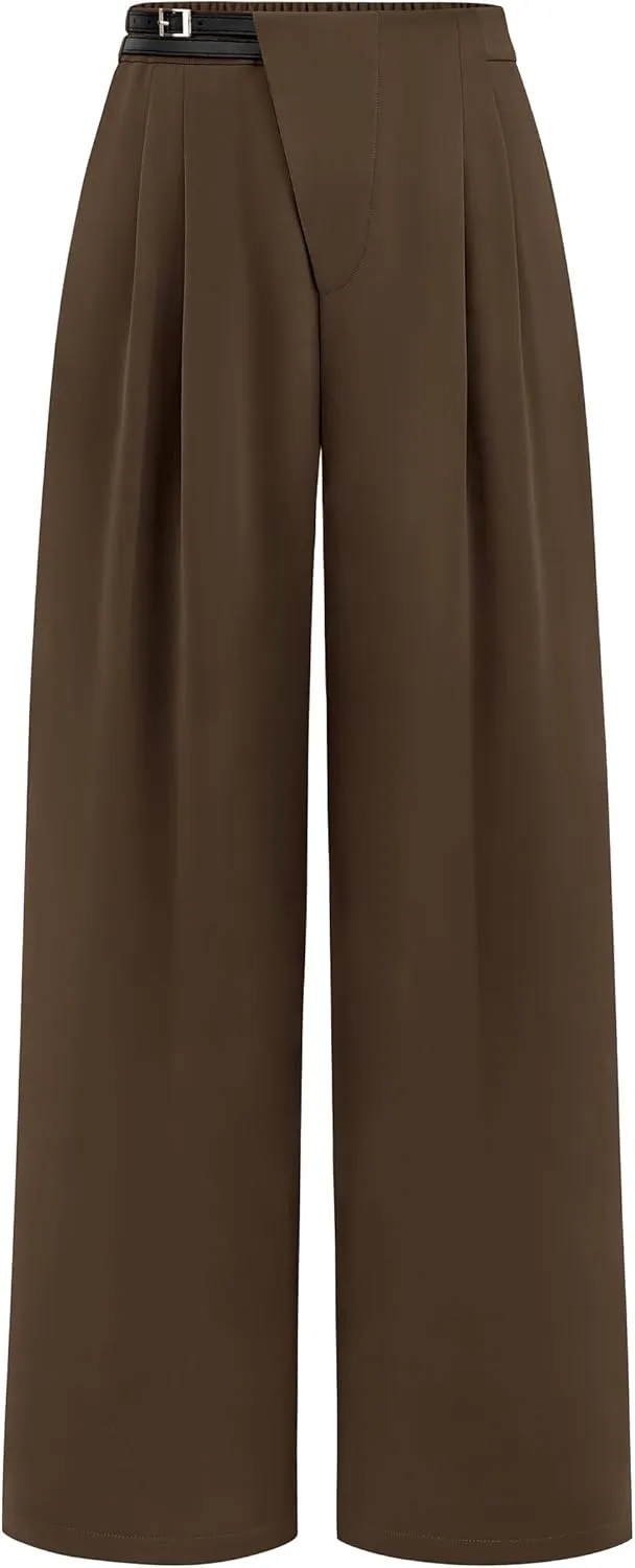 PRETTYGARDEN Women's Wide Leg Dressy Pants High Waisted Fashion Business Casual Work Office Trousers Palazzo Pant