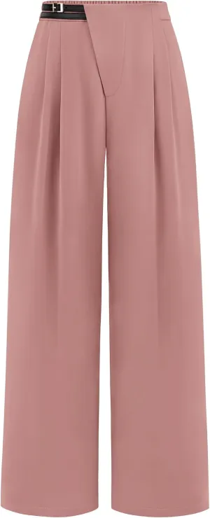 PRETTYGARDEN Women's Wide Leg Dressy Pants High Waisted Fashion Business Casual Work Office Trousers Palazzo Pant