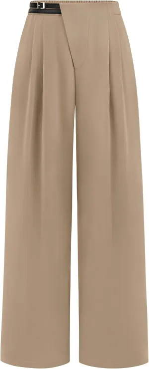 PRETTYGARDEN Women's Wide Leg Dressy Pants High Waisted Fashion Business Casual Work Office Trousers Palazzo Pant