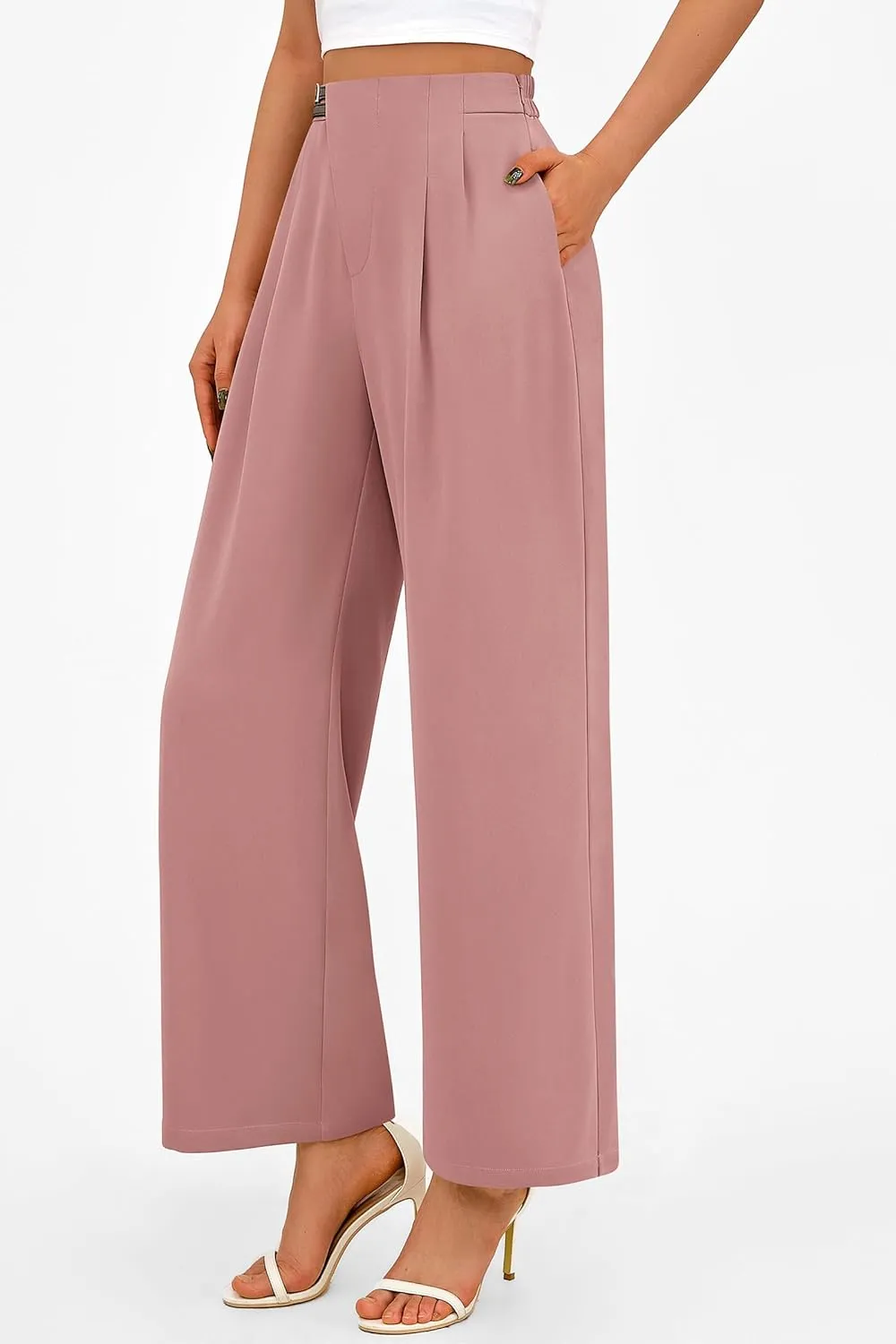 PRETTYGARDEN Women's Wide Leg Dressy Pants High Waisted Fashion Business Casual Work Office Trousers Palazzo Pant