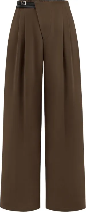 PRETTYGARDEN Women's Wide Leg Dressy Pants High Waisted Fashion Business Casual Work Office Trousers Palazzo Pant