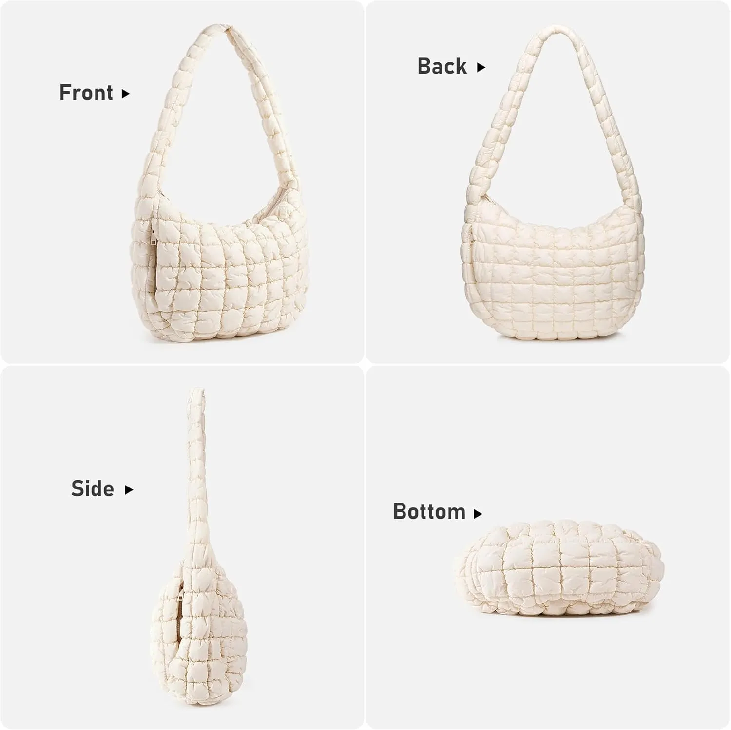 Puffer Bag for Women,Large Lightweight Quilted Tote Bag for Women Puffy Hobo Crossbody Handbags with Padding,Zip Pockets