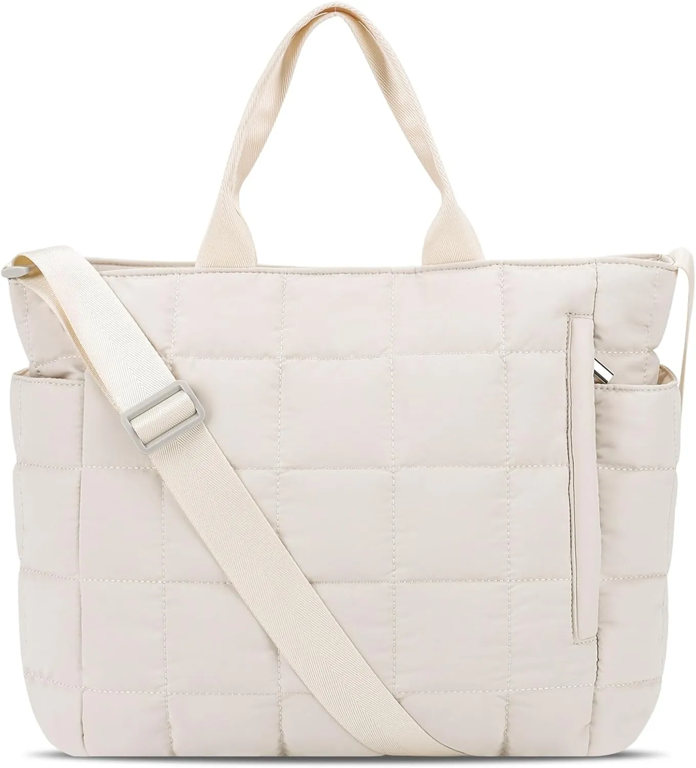 Puffer Tote Bag, Laptop Bag for Women, Lightweight Quilted Puffer Work Tote Bag for Travel Gym Sport