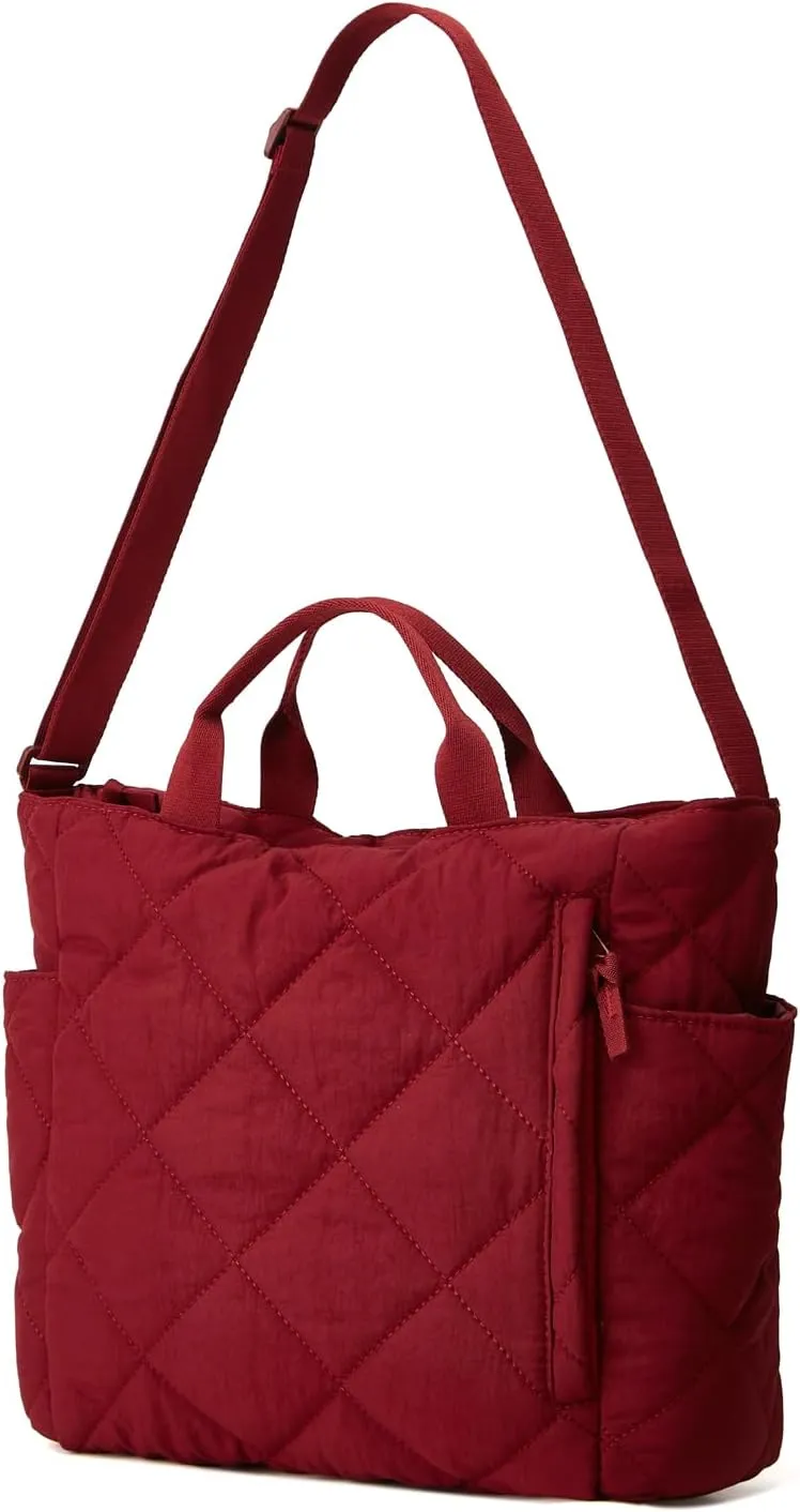 Puffer Tote Bag Women Quilted Shoulder Crossbody Handbag Lattice Nylon Padded Cotton Puffy Purse Casual Satchel