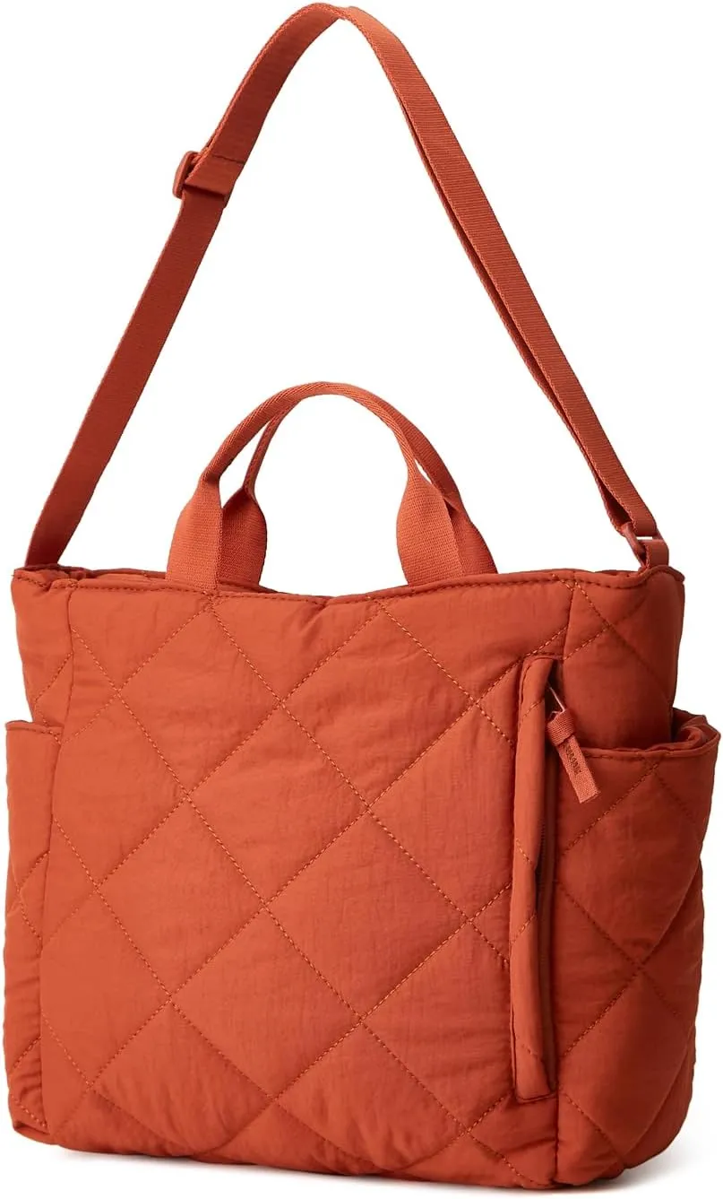 Puffer Tote Bag Women Quilted Shoulder Crossbody Handbag Lattice Nylon Padded Cotton Puffy Purse Casual Satchel