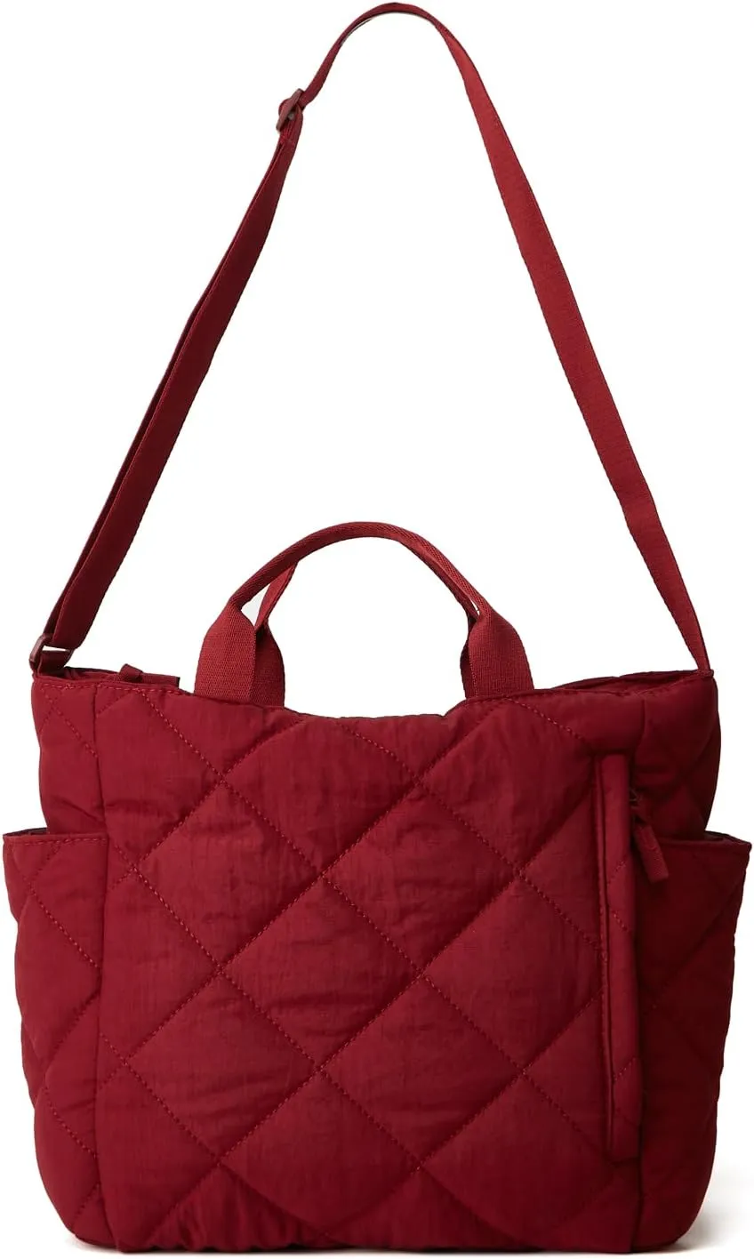 Puffer Tote Bag Women Quilted Shoulder Crossbody Handbag Lattice Nylon Padded Cotton Puffy Purse Casual Satchel
