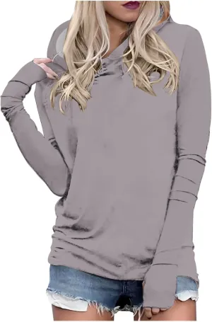 Pullover Hoodies with Thumb Holes for Women Long Sleeve Running Yoga Workout Tops Spring Fall Athletic Hooded Shirts