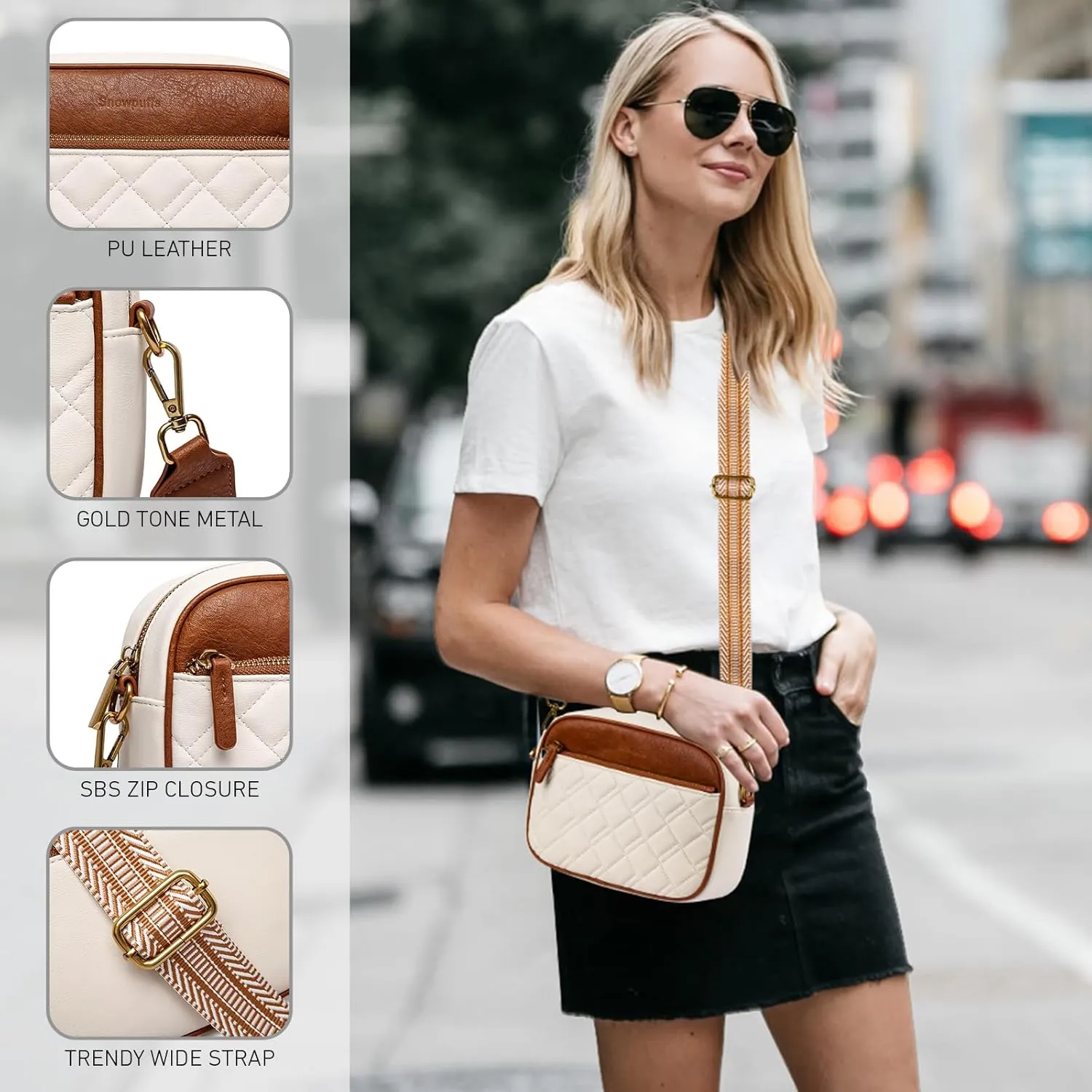 Quilted Crossbody Bags for Women Small Crossbody Purse Trendy Women's Crossbody Handbag With Adjustable Strap