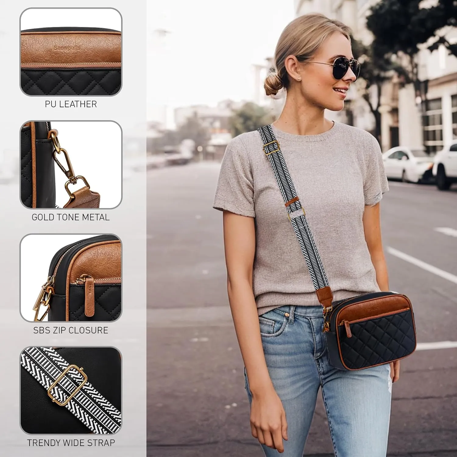 Quilted Crossbody Bags for Women Small Crossbody Purse Trendy Women's Crossbody Handbag With Adjustable Strap
