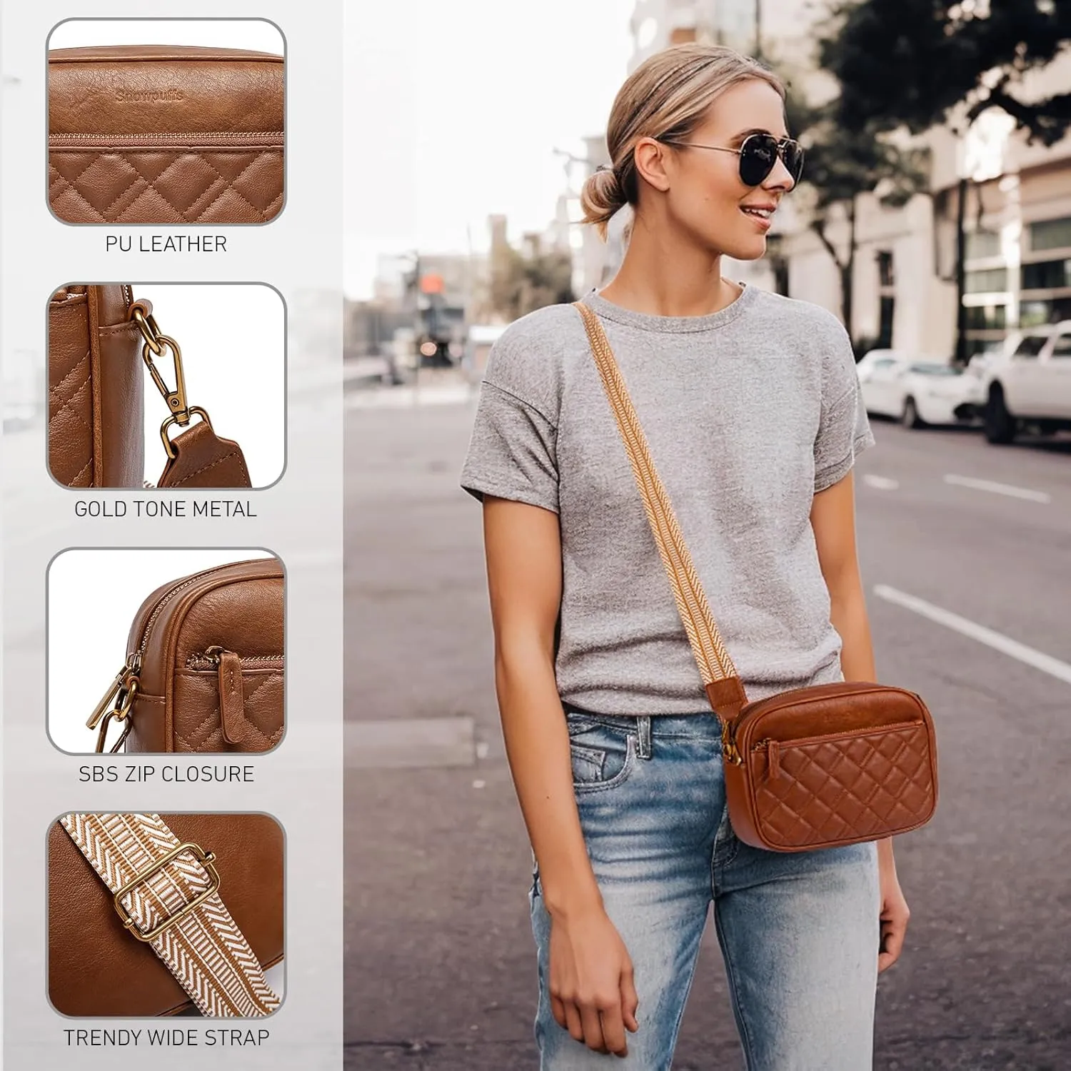 Quilted Crossbody Bags for Women Small Crossbody Purse Trendy Women's Crossbody Handbag With Adjustable Strap
