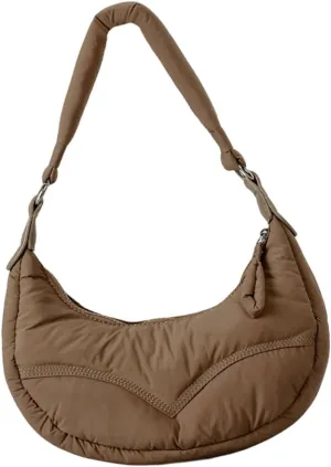 Quilted Half Moon Shoulder Bag for Women Elegant Crossbody Bags Satchel Purse with Adjustable Strap Shopping Bags