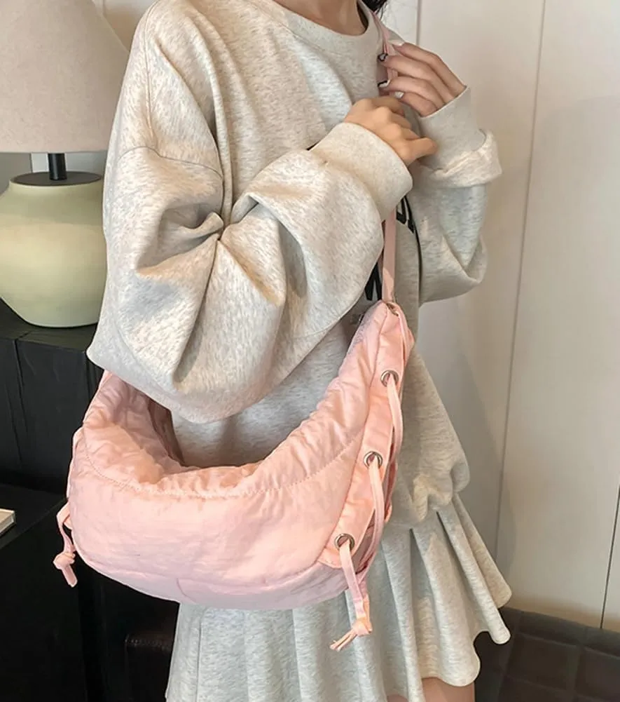 Quilted Shoulder Crossbody Bags for Women Large Tote Bag Puffy Dumpling Purse Handbag Satchel with Drawstring
