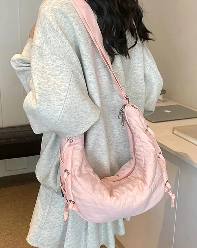 Quilted Shoulder Crossbody Bags for Women Large Tote Bag Puffy Dumpling Purse Handbag Satchel with Drawstring