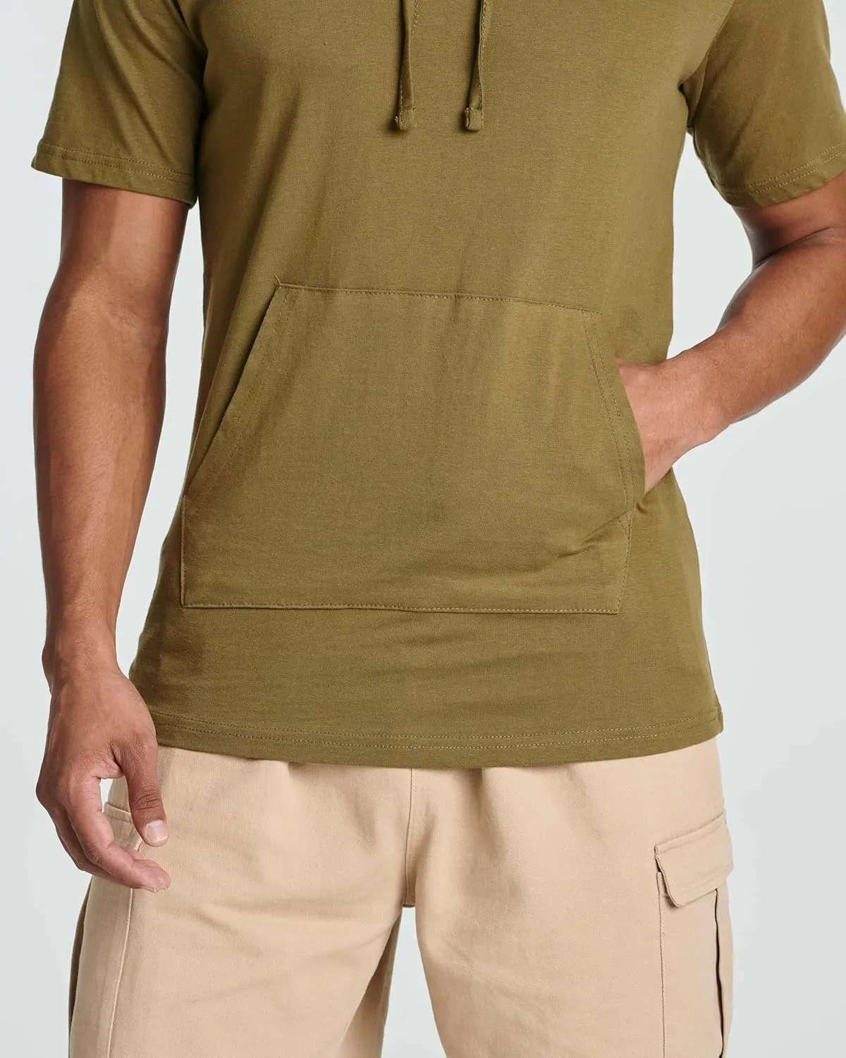 Real Essentials Men's Cotton Short-Sleeve Hoodie Hooded T-Shirt With Drawstring & Pockets (Available In Big & Tall)
