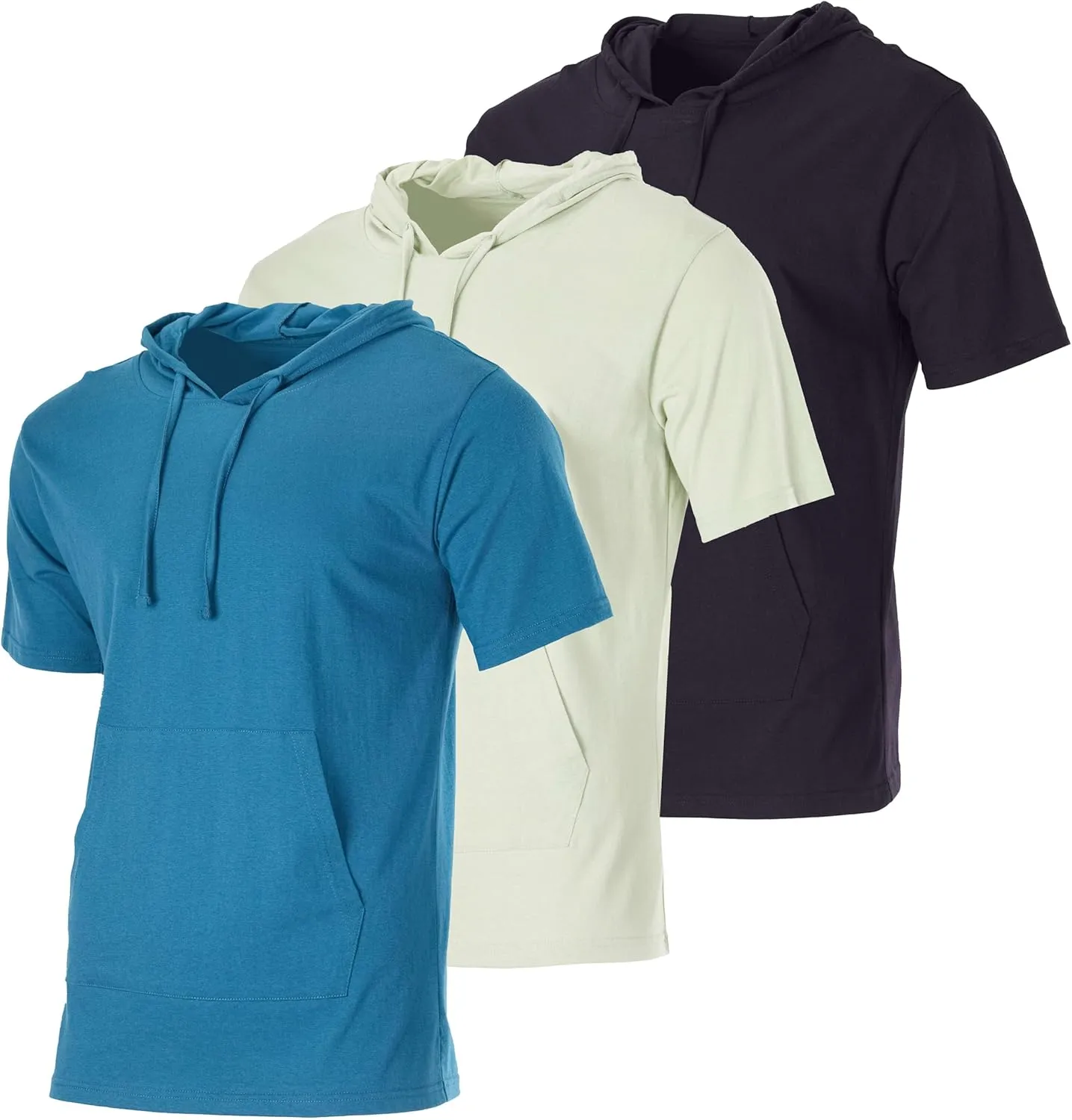 Real Essentials Men's Cotton Short-Sleeve Hoodie Hooded T-Shirt With Drawstring & Pockets (Available In Big & Tall)