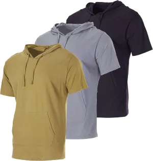 Real Essentials Men's Cotton Short-Sleeve Hoodie Hooded T-Shirt With Drawstring & Pockets (Available In Big & Tall)