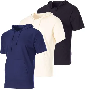 Real Essentials Men's Cotton Short-Sleeve Hoodie Hooded T-Shirt With Drawstring & Pockets (Available In Big & Tall)