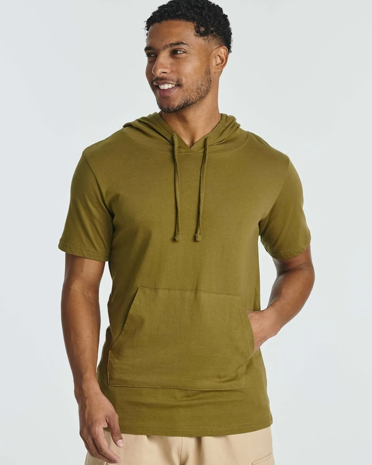 Real Essentials Men's Cotton Short-Sleeve Hoodie Hooded T-Shirt With Drawstring & Pockets (Available In Big & Tall)
