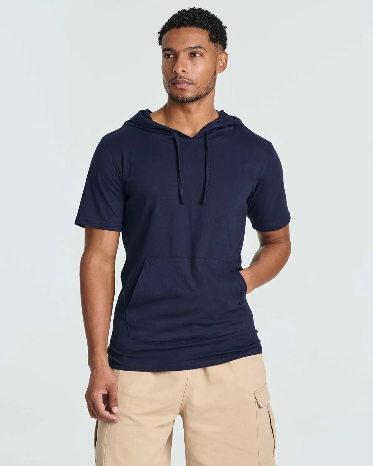 Real Essentials Men's Cotton Short-Sleeve Hoodie Hooded T-Shirt With Drawstring & Pockets (Available In Big & Tall)