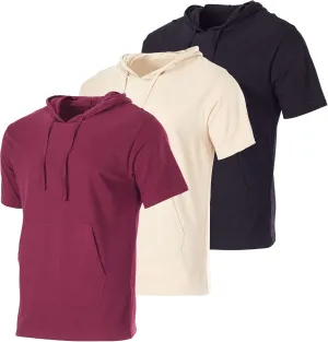 Real Essentials Men's Cotton Short-Sleeve Hoodie Hooded T-Shirt With Drawstring & Pockets (Available In Big & Tall)