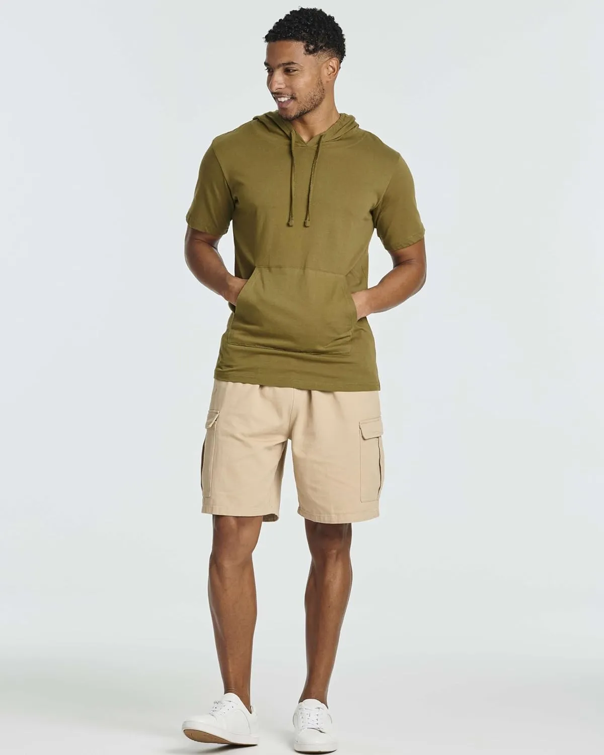 Real Essentials Men's Cotton Short-Sleeve Hoodie Hooded T-Shirt With Drawstring & Pockets (Available In Big & Tall)