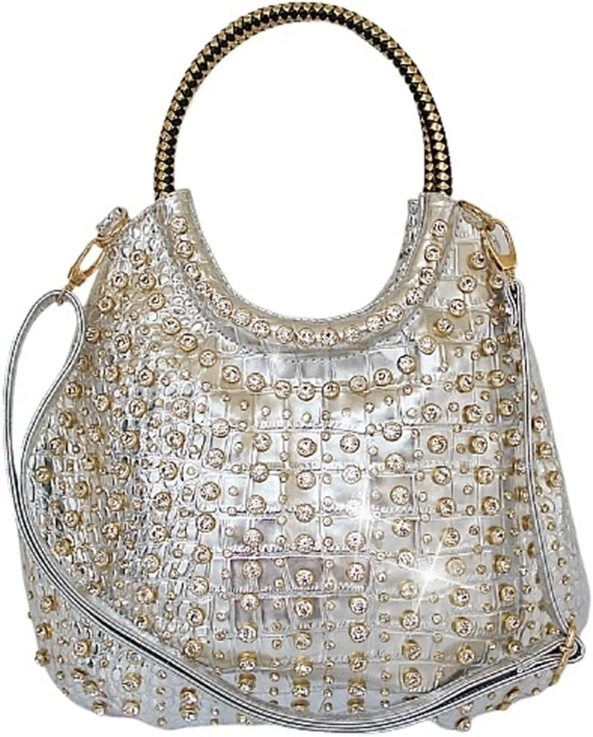 Rhinestone Bags Diamonds Women Handbags Genuine Leather Shoulder Bag Female White Rhinestone Messenger Crossbody Tote Bags