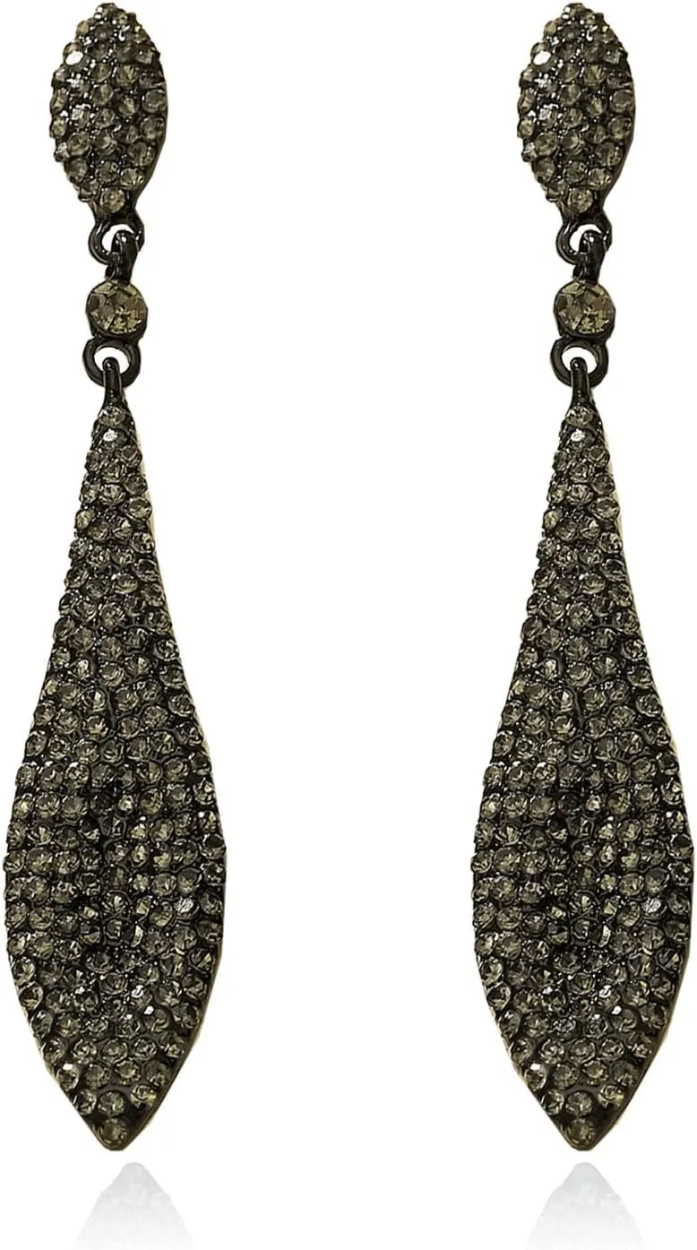 Rhinestone Statement Earrings Double Waterdrop Earrings Cluster Crystal Drop Dangle Earrings Prom Party Wedding Earrings for Women