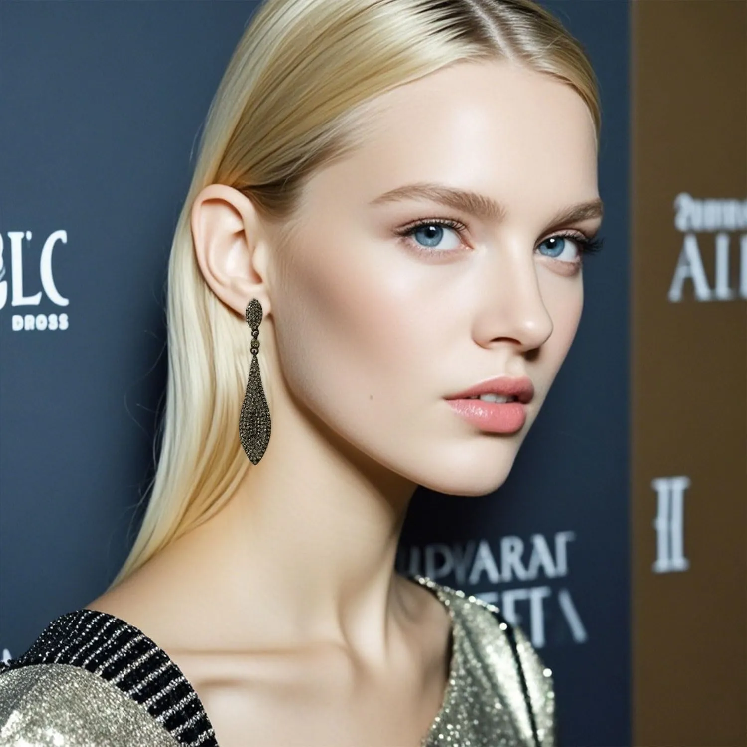 Rhinestone Statement Earrings Double Waterdrop Earrings Cluster Crystal Drop Dangle Earrings Prom Party Wedding Earrings for Women