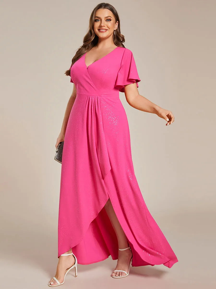 Robe de Soirée élégante à paillettes décolleté en V profond Grande taille