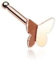 Rose Gold Dainty Butterfly Icon Nose Stud Ring