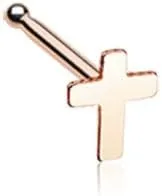 Rose Gold Dainty Cross Icon Nose Stud Ring