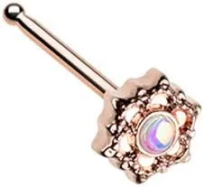 Rose Gold Illuminating Mandala Ornate Nose Stud Ring