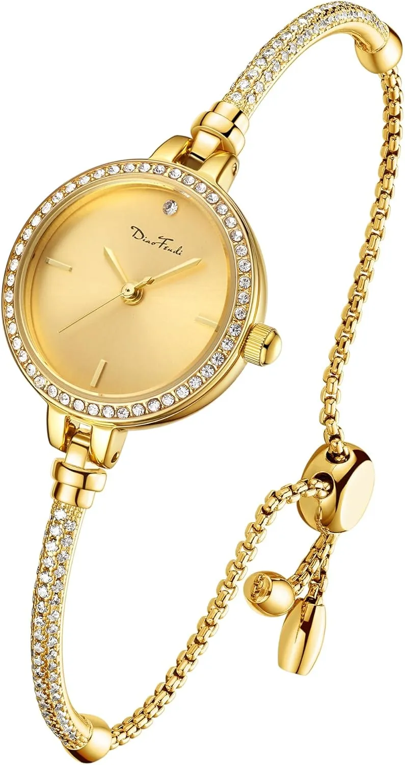 Rose Gold Petite Bracelet Watch for Women, Diamond Dress Analog Hexagonal Mini Women Watch Waterproof