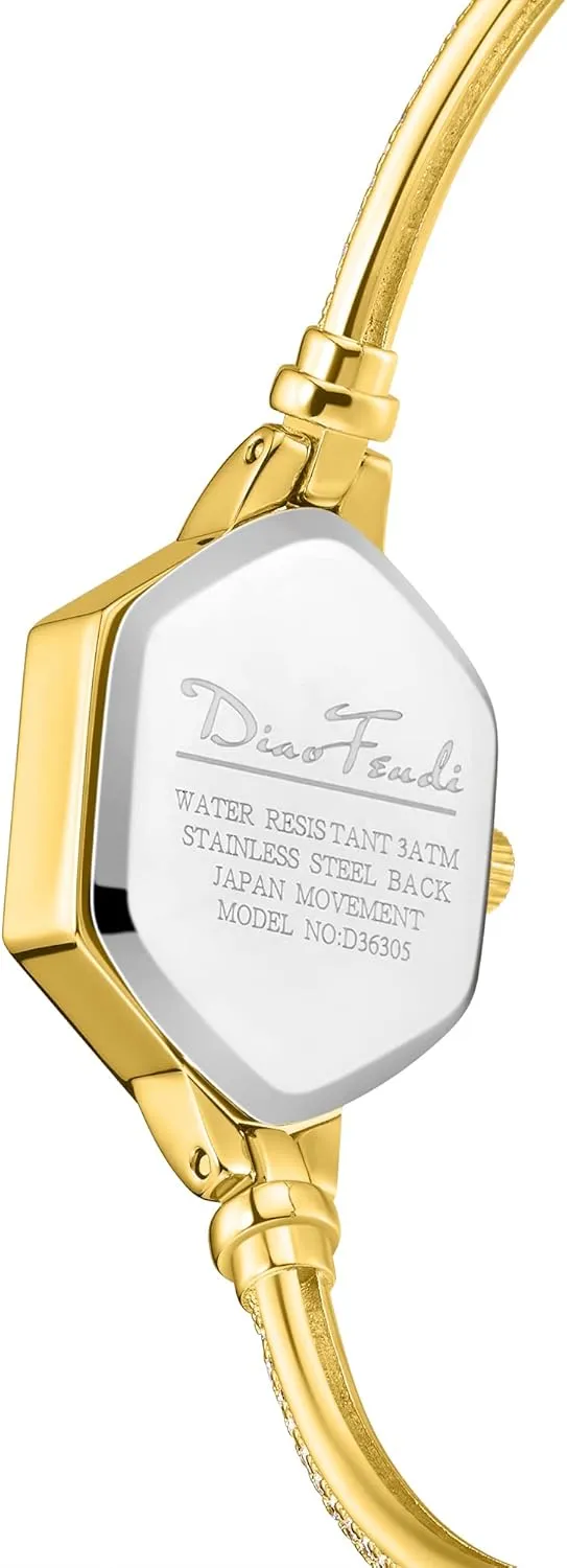 Rose Gold Petite Bracelet Watch for Women, Diamond Dress Analog Hexagonal Mini Women Watch Waterproof