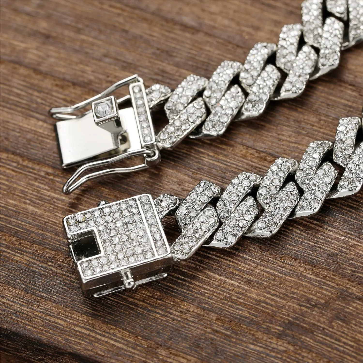 Saintda Cuban Link Bracelet For Men Women Silver/Gold/Rose Gold Bracelets Iced Out Miami Cuban Bracelet Hip Hop Jewelry Gift