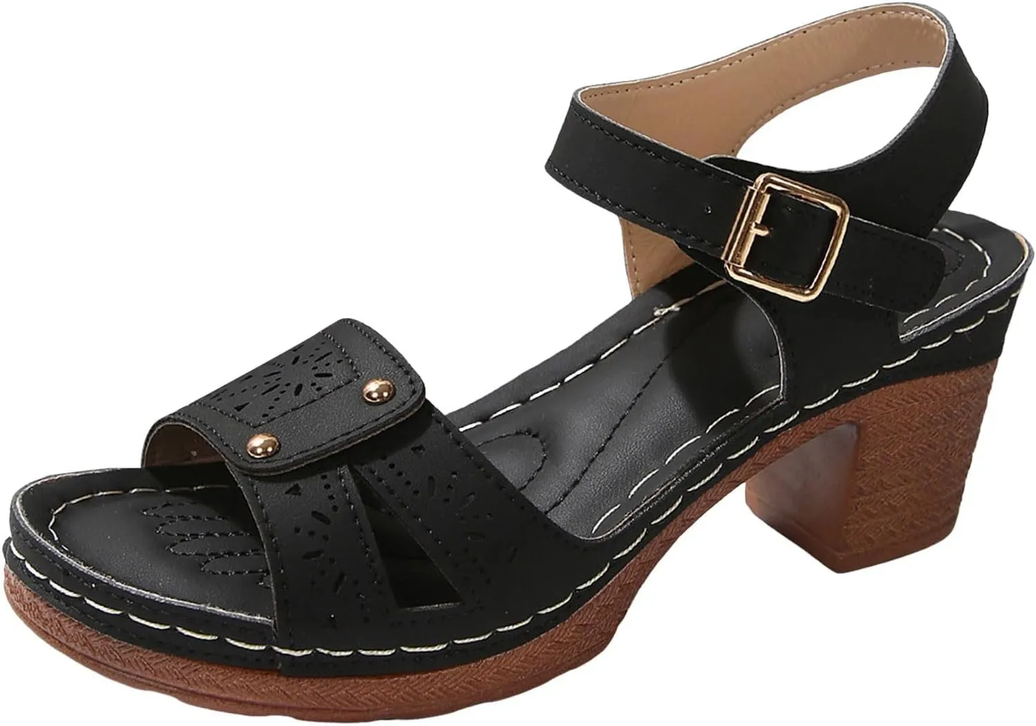 Sandals Women Comfortable Open Toe Sandals with Low Wedges Summer Ankle Strap Open Toe Comfortable Walking Shoes Ladies Casual Platform Sandal with Buckle Beach Shoes