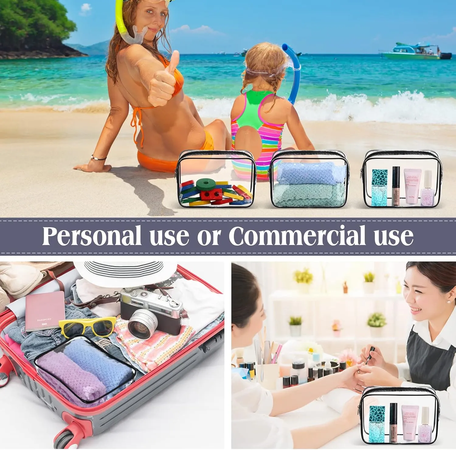 Sanwuta 100 Pcs Clear Makeup Bags Bulk Tsa Approved Toiletry Bag for Travel Transparent Cosmetic Bag PVC Waterproof Travel Small Pouches with Zipper for Men and Women(Black)