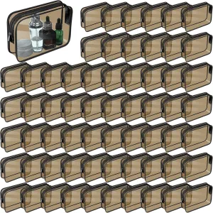 Sanwuta 100 Pcs Clear Makeup Bags Bulk Tsa Approved Toiletry Bag for Travel Transparent Cosmetic Bag PVC Waterproof Travel Small Pouches with Zipper for Men and Women(Dark Black)