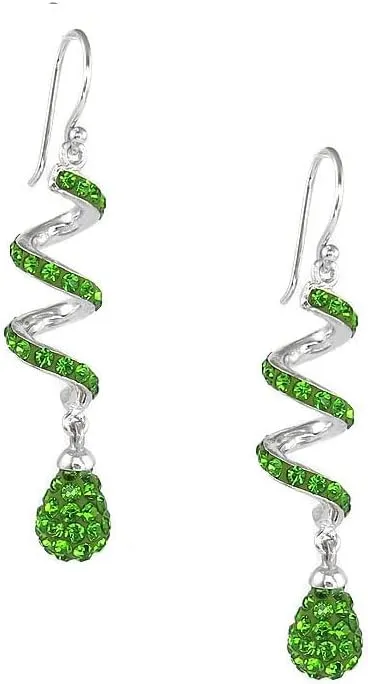 Savlano 14K White Gold Plated Spiral Shape Crystal Drop Dangle Earrings for Women, Comes with Savlano Gift Box