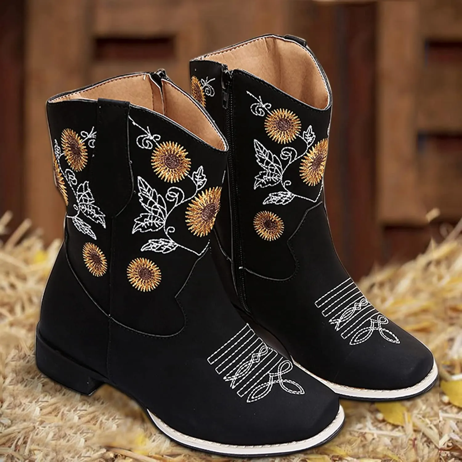 SBGMoSJ Ankle Boots for Women Wide Width Womens Black Lace Up Ankle Boots Low Heel Ankle Boots Wide Width for Women Light Brown Short Cowboy Boots for Women Women's Boots Ankle Blue